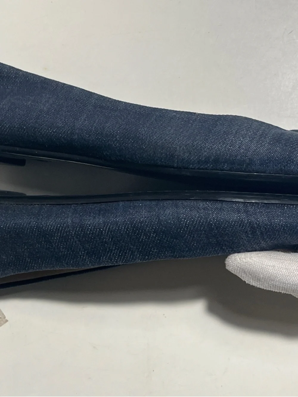 CHANEL Dark Navy Denim Ballet Flats